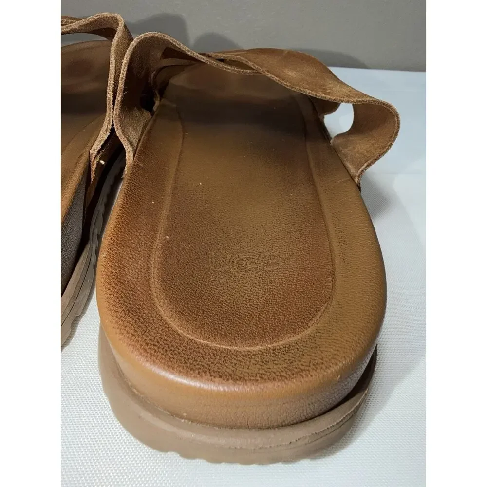 Ugg Wainscott Men’s Size 12 / EUR 46 Tan Suede Cross Strap Slides Sandals